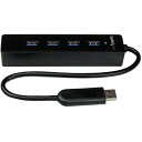 StarTech ST4300PBU3 ブラック 4ポート SuperSpeed USB3.0ハブ ポータブルミニUSB Hub 1x USB 3.0 A (オス)-4x USB 3.0 A (メス) 接続ケーブル内蔵 メーカー直送