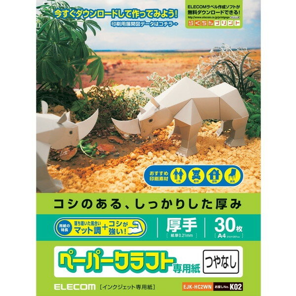 ELECOM EJK-HC2WN [ペーパークラフト専用紙(マット調・厚手・30枚)]