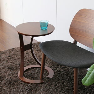 サイドテーブル 北欧 おしゃれ 丸 木製 ナイトテーブル ソファテーブル コンパクト スリム ベッド ブラウン LOTUS