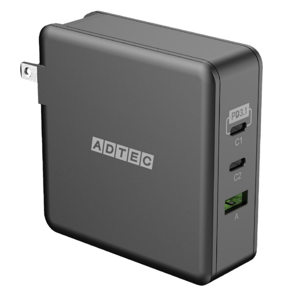ADTEC APD-V140AC2-BK ubN [Power Delivery 3.1Ή GaN AC[d/140W/USB Type-C 2|[g Type-A 1|[g]