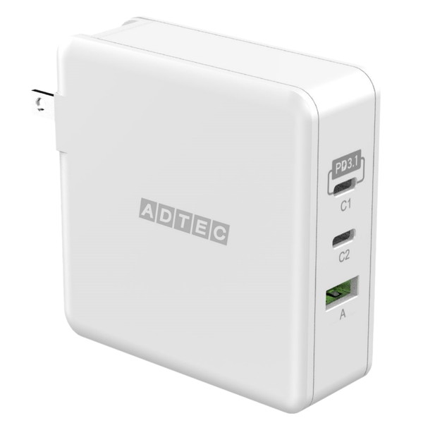 ADTEC APD-V140AC2-WH zCg [Power Delivery 3.1Ή GaN AC[d/140W/USB Type-C 2|[g Type-A 1|[g]