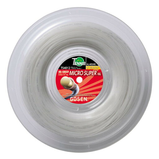 GOSEN (ゴーセン) 硬式テニス用 ガット オージー・シープ ミクロスーパー 16L ホワイト 220mロール 1.25mm TS4012W GOSEN (ゴーセン) 硬式テニス用 ガット オージー・シープ ミクロスーパー 16L ホワイト 220mロール 1.25mm TS4012W