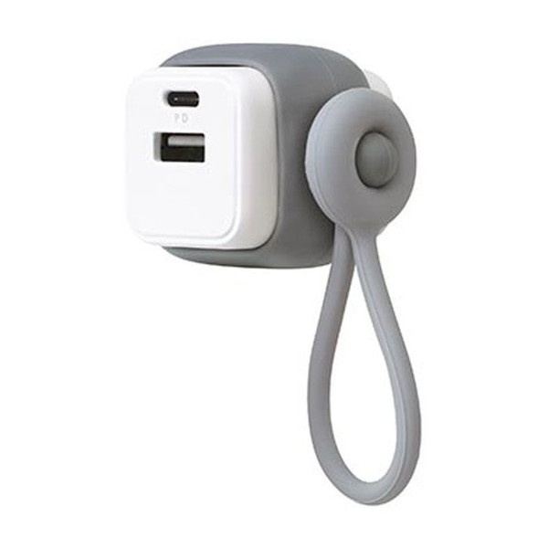 ソニック USB充電器 USB-A&C ケーブルリング付 UL-6943-GL グレー