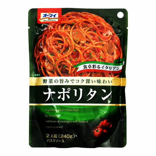 ご注文前にご確認ください※ 12時から14時の時間帯指定はできません。ご指定の場合は14時から16時にて手配いたします。商品説明★ トマト甘みと酸味が特徴のナポリタンソースです。※メーカーの都合により、パッケージ・仕様・成分・生産国等は予告なく変更になる場合がございます。※上記理由でのご返品はお受けできませんので、事前お問合せなどご注意のほど宜しくお願いいたします。スペック* 総内容量：240g* 商品サイズ：40×130×180* 成分：野菜(玉ねぎ、にんじん、ピーマン)、トマトペースト、砂糖、植物油脂、醸造酢、マッシュルーム水煮、食塩、ラード、にんにくペースト、チキンエキス、ベーコン風味調味料、香辛料、増粘剤(加工でん粉)、調味料(アミノ酸等)、香料、(原材料の一部に小麦、大豆、豚肉、りんごを含む)* 生産国：日本* 単品JAN：4902170056848