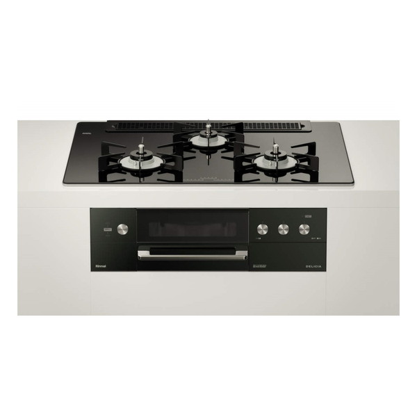Rinnai RHS71W30E11RABW-LP ナイトブラック DELICIA [ビルトインガスコンロ (プロパンガス用・両側強火力・幅75cm)]