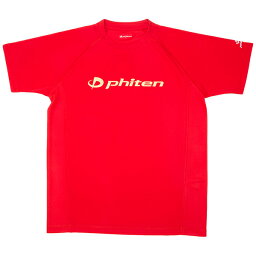 【5/10限定!エントリー&抽選で最大100%Pバック】phiten RAKUシャツSPORTS SMOOTH DRY 半袖 レッド×金ロゴ S JG350003