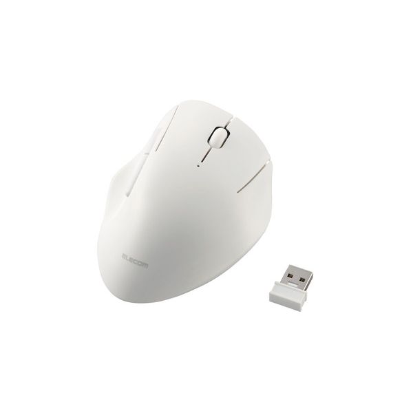 ELECOM M-SH20DBSKWH ホワイト [無線 2.4GHz マウス 静音 ワイヤレス 5ボタン エルゴノミクス 抗菌 Mサイズ]