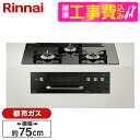 【標準設置工事セット】 Rinnai RHS71W30E11RABW-13A ナイトブラック DELICIA [ビルトインガスコンロ (都市ガス用・両側強火力・...
