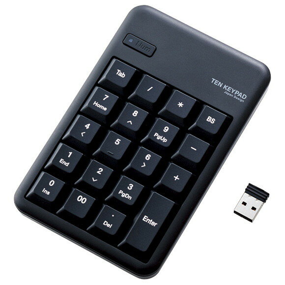 ELECOM TK-TDM017BK [ワイヤレステンキーボード Mサイズ メンブレン 高耐久 ブラック]