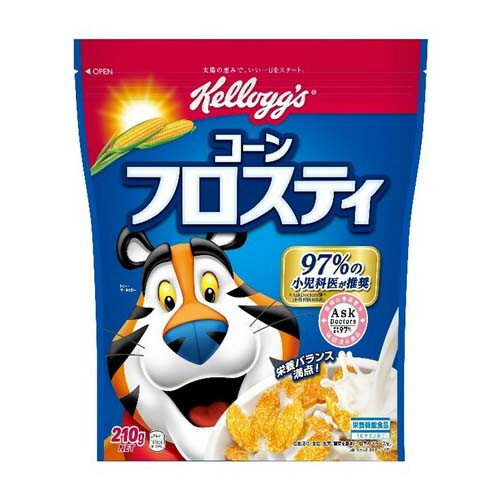 ご注文前にご確認ください※ 12時から14時の時間帯指定はできません。ご指定の場合は14時から16時にて手配いたします。商品説明★ とうもろこしの粒を香ばしく焼き上げ、ほどよく砂糖をまぶした、サクサク食感のフレーク。お子様の成長を応援する栄養バランス満点のシリアル。8種類のビタミン、鉄分入り。栄養機能食品(ビタミンB1)。※メーカーの都合により、パッケージ・仕様・成分・生産国等は予告なく変更になる場合がございます。※上記理由でのご返品はお受けできませんので、事前お問合せなどご注意のほど宜しくお願いいたします。スペック* 総内容量：210g* 商品サイズ：100×220×245* 原材料：コーングリッツ(インド製造又は国内製造(5%未満))、砂糖、麦芽エキス、食塩、ぶどう糖果糖液糖/ビタミンC、ナイアシン、鉄、酸化防止剤(ビタミンE)、乳化剤(大豆由来)、ビタミンB1、ビタミンB2、ビタミンB6、酸味料、ビタミンA、葉酸、ビタミンD、ビタミンB12* 生産国：日本* 単品JAN：4901113804706