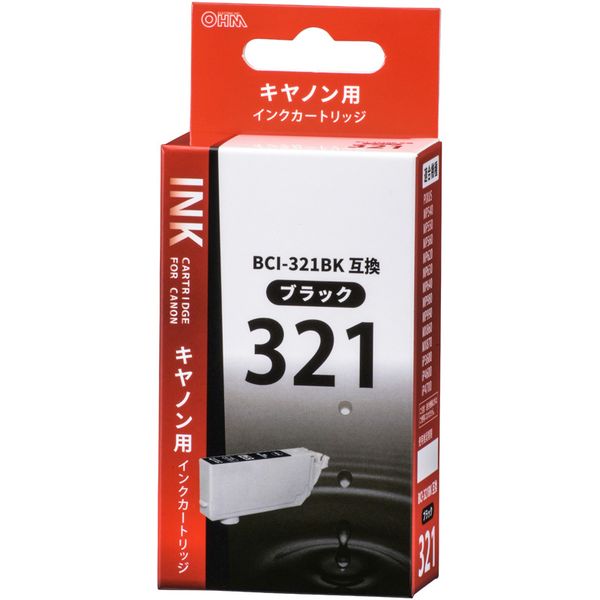 オーム電機 INK-C321B-BK [キヤノン互換 BCI-321BK 染料ブラック]