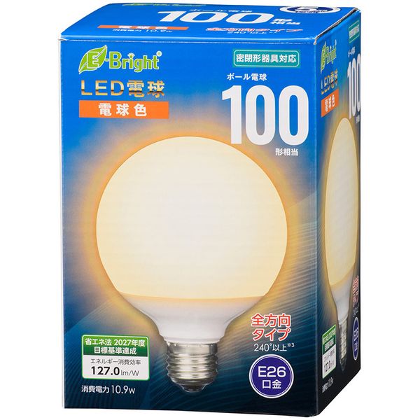 オーム電機 LDG11L-G AG24 [LED電球 ボール電球形 E26 100形 電球色 全方向]