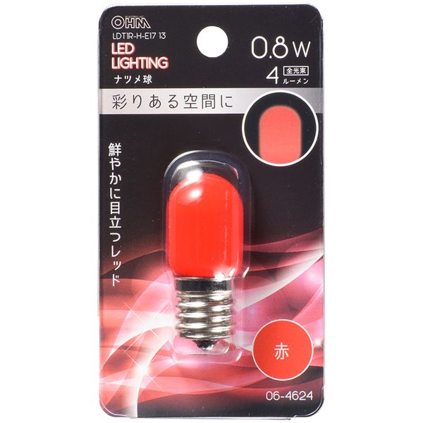 LEDナツメ球装飾用 T20/E17/0.8W/4lm 赤色 LDT1R-H-E17 13