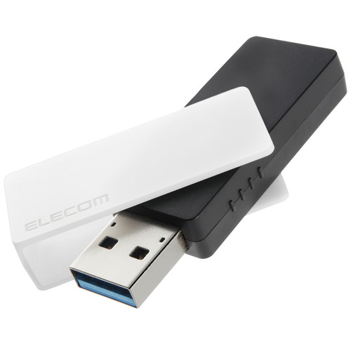 ELECOM MF-RMU3B128GWH ホワイト [USBメモリ 128GB 5Gbps(USB3.2(Gen1)/2.0) USB-A 回転式キャップ 誤回転防止 ホコリ混入防止]