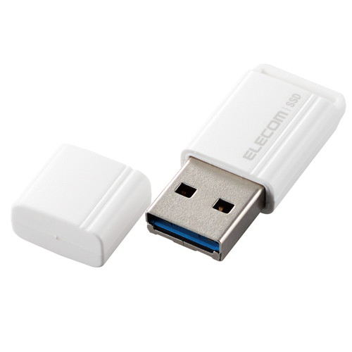 楽天XPRICE楽天市場店ELECOM ESD-EXS0500GWH ホワイト [SSD 外付け 500GB USB3.2 Gen1 読出最大400MB/秒 超小型 USBメモリ型 ポータブル キャップ式 高速]
