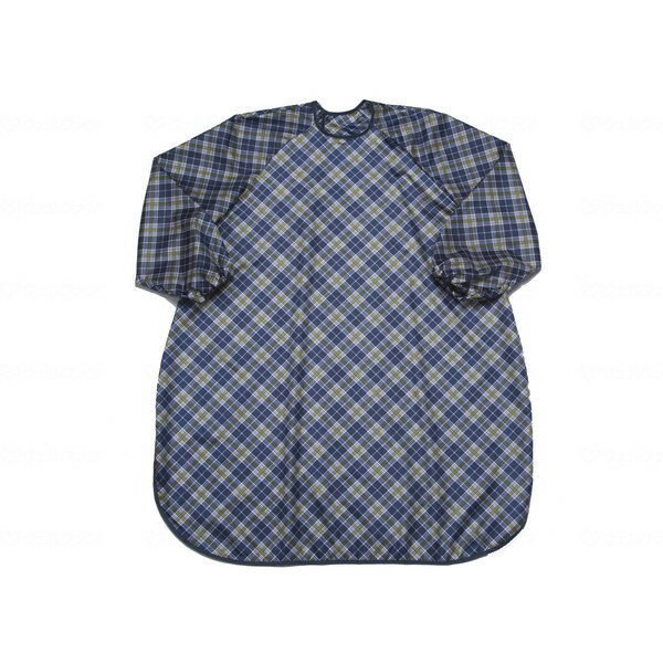 特殊衣料 食事前掛 超はっ水 袖付 ネイビーチェック 1040 メーカー直送