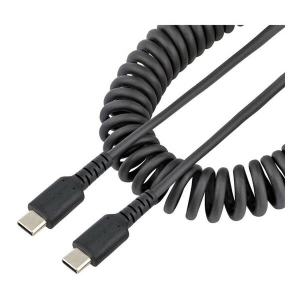 StarTech R2CCC-1M-USB-CABLE [高耐久USB-C ケーブル (1m コイル(伸縮)型/アラミド繊維補強/オス-オス/USB2.0 A-USB Type C ケーブル/タイプC 充電 カールコード)]