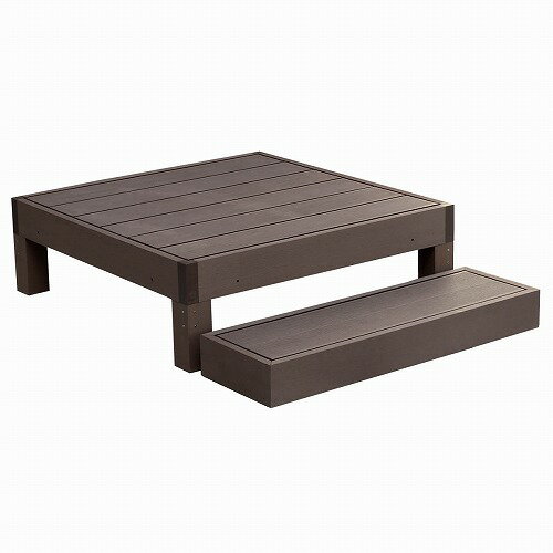 住まいスタイル 人工木ウッドデッキ ecofeel 1台 ステップセット ダークブラウン PWDE-1P-STP-DBR メー..