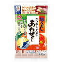 ご注文前にご確認ください※ 12時から14時の時間帯指定はできません。ご指定の場合は14時から16時にて手配いたします。商品説明★ 枕崎で作ったかつお節と、北海道産の真昆布をそれぞれ100%使用し、バランスよく合わせた、豊かな香りとまろやかな味わいの和風だしの素です。※メーカーの都合により、パッケージ・仕様・成分・生産国等は予告なく変更になる場合がございます。※上記理由でのご返品はお受けできませんので、事前お問合せなどご注意のほど宜しくお願いいたします。スペック* 総内容量：7本* 商品サイズ：15×105×199* 成分：調味料(アミノ酸等)、食塩、砂糖類(砂糖、乳糖)、風味原料(かつおぶし粉末、こんぶエキス)、酵母エキス* 生産国：日本* 単品JAN：4901001117239