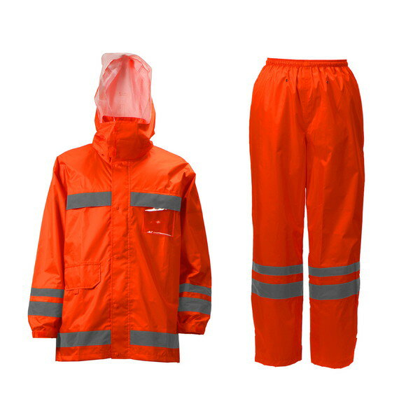 カジメイク 3810 視認性レインスーツ オレンジ BEL