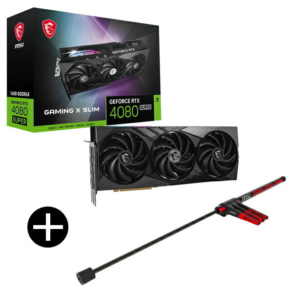 【 数量限定 純正ステー セット】 MSI GeForce RTX 4080 SUPER 16G GAMING X SLIM ブラック グラフィックボード Graphics Card Bolster グラフィックボードガイド セット