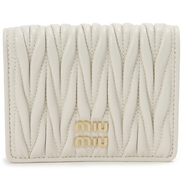 MIU MIU ミュウミュウ 二つ折り財布 財布 マテラッセ ホワイト 白 レディース 5MV204 2FPP F0009 BIFOLD WALLET BIANCO MATELASSE シンプル コンパクト 誕生日 新生活 プレゼント ギフト 贈り物 【並行輸入品】