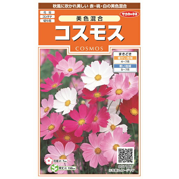 ガーデニング コスモス 種 袋 花種 美色混合 サカタのタネ 花の種子 園芸 花壇 庭 タネ フラワーガーデン 鉢植え 種まき メール便 送料無料