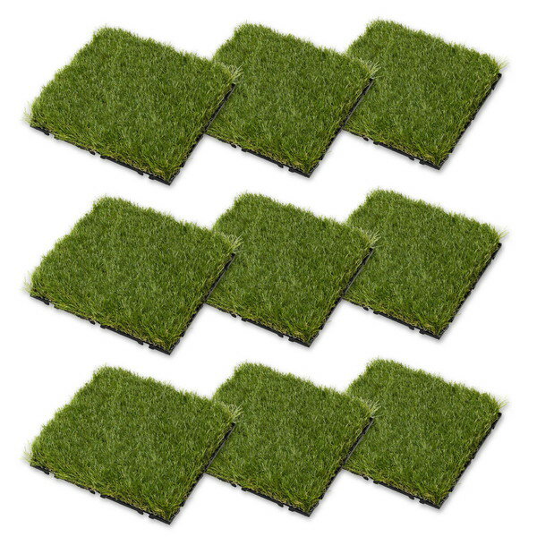 人工芝 ジョイント パネル タイル 9枚組 庭 ガーデニング 30×30cm 9枚セット ベースアップ デッキパネ..
