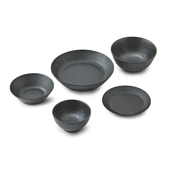 アイリスオーヤマ MNW-5S ブラック 食器 5点セット メーカー直送