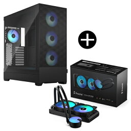 Fractal Design FD-W-L1-S2412 Lumen S24 v2 RGB 簡易水冷クーラー + Fractal Design FD-C-POR1X-06 Pop XL Air RGB Black TG Clear Tint フルタワー型PCケース セット