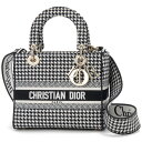 Christian Dior ディオール トートバッグ ブラック/ホワイト M0565OZAE M911 DONNA LADY D-LITE MD HOUNDSTOOTH EMBROIDERY BLACK/WHITE 【並行輸入品】