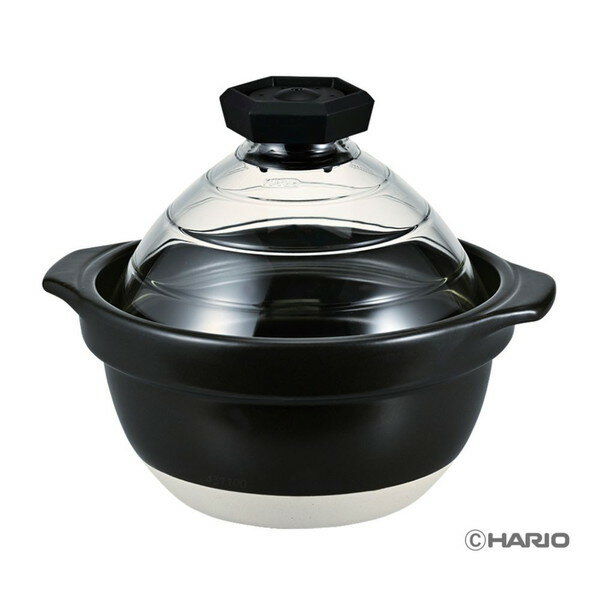 HARIO GNR-200-B-W [フタがガラスのご飯釜2〜3合]