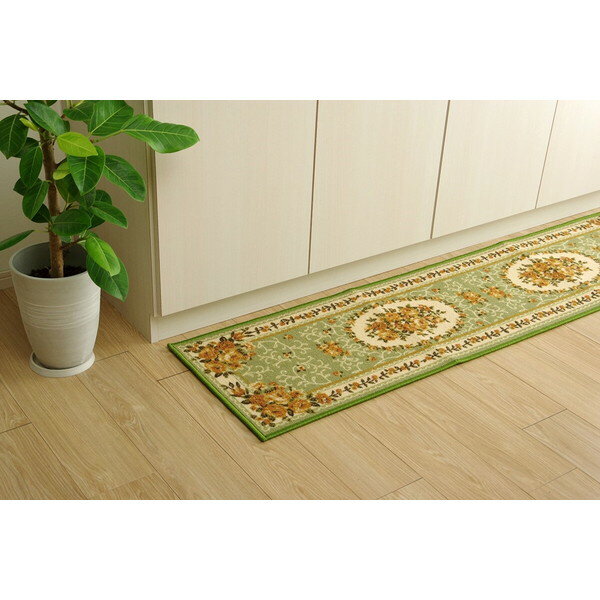 イケヒコ・コーポレーション 1340560124105 撥水キャンベル マット GN 44×120 グリーン [キッチンマット] メーカー直送