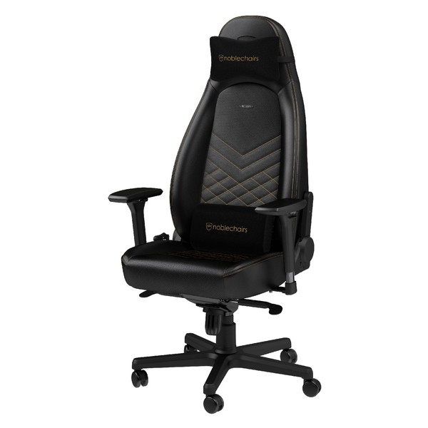 楽天XPRICE楽天市場店【正規取扱店】noblechairs ゲーミングチェア ゴールド ICON デスクチェア オフィスチェア NBL-ICN-PU-GOL-SGL リクライニング ベロアクッション 通気性 テレワーク 在宅 PC作業 長時間作業 eスポーツ 1年保証 簡単組み立て レビューCP1000