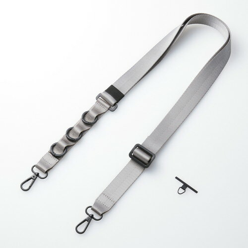 ELECOM P-STSDH1FLPCGY アッシュグレー [スマホ ショルダー ストラップ 97〜150cm 長さ調整可 ループ付 カラビナ ストラップホールシート付]