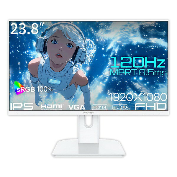 JAPANNEXT JN-IPS238G120F-W ホワイト [23.8型 ゲーミング液晶モニター]