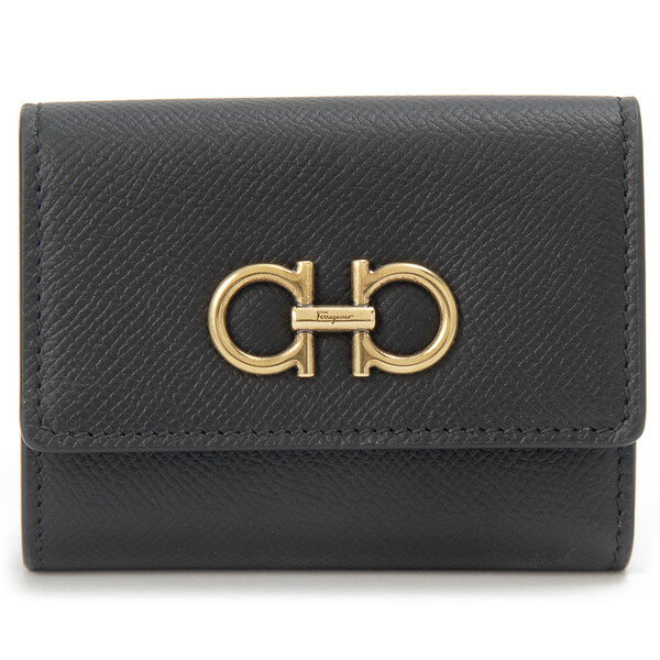 Ferragamo フェラガモ 三つ折り財布 財布 ネロ ブラック 黒 レディース ガンチーニ 220862 779894 THE GANCINI CPNMACT WALLET NERO ブランド 誕生日 新生活 クリスマス プレゼント ギフト 【並行輸入品】