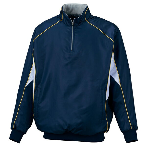 ZETT ゼット 野球ウエア 中綿ハーフジップジャンパー ネイビー×ホワイト M BOV450A 2911