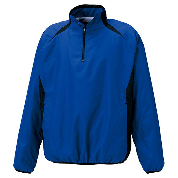 ZETT ゼット 野球ウエア 長袖ハーフジップジャンパー Rブルー/ブラックA 2XO BOV335 2519A