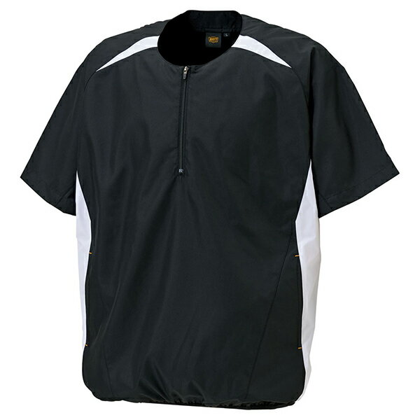 ZETT ゼット 野球ウエア 半袖ハーフジップジャンパー ブラック/ホワイトA XO BOV535H 1911A