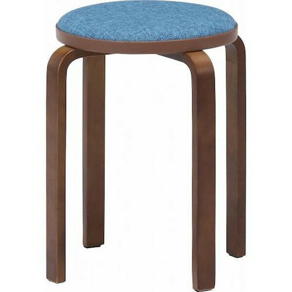 不二貿易 14547 KDファブリック曲木スタッキングスツール ブルー/ブラウン