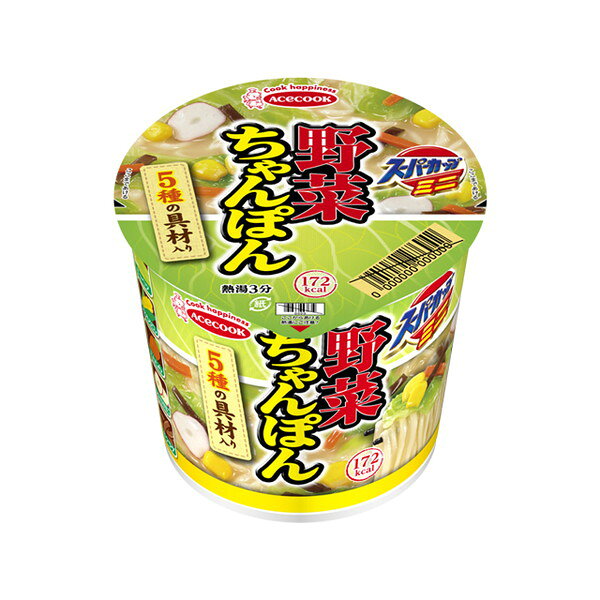 【 本商品をご購入希望のお客様へ 】※ 12時から14時の時間帯指定はできません。ご指定の場合は14時から16時にて手配いたします。商品説明★ たっぷりの具材としっかり味のスープが旨い!昼食需要に呼応した、小さくてもこだわりは大きいミニカップめん。5種の具材でより満足感を感じる、たっぷり野菜のちゃんぽん。※メーカーの都合により、パッケージ・仕様・成分・生産国等は予告なく変更になる場合がございます。※上記理由でのご返品はお受けできませんので、事前お問合せなどご注意のほど宜しくお願いいたします。スペック* 内容量: 42g* サイズ: 10x10x8.5