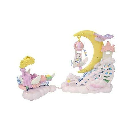 商品説明★ 月のフロート、汽車、赤ちゃん飛行船、ラテネコの小さい赤ちゃんのセットです。★ 汽車と月のフロートをつなげてパレード遊びができます。汽車は上下しながら走ります。月がゆらゆら揺れるしかけも付いています。★ 小さい赤ちゃんを乗せた飛行船も一緒に揺れるよ！飛行船は月から取り外しても遊べます。★ ラテネコの小さい赤ちゃんは、このセットにぴったりの流れ星モチーフのお洋服を着ています。★ 月のフロートと汽車には赤ちゃんと小さい赤ちゃんたちをたくさん乗せられます。★ ラテネコの小さい赤ちゃんの名前はニコロです。★ 汽車は別売りの「お空のゆめいろフェアリーキャッスル」と組み合わせて遊べます。★ 月のフロートは別売りの「お空のゆめいろ飛行船」とつなげて遊べます。★ 別売りの「お空のゆめいろフェアリーキャッスル」に付いているフェアリースティックを使うと、花の妖精が飛んでいるかのように飾れます。スペック* 対象年齢: 3才以上