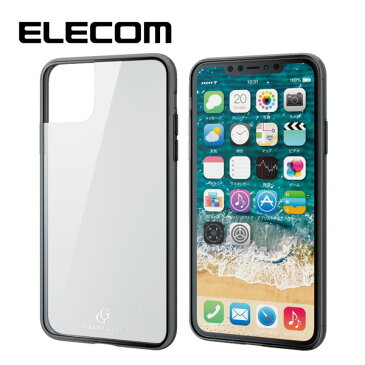 ELECOM PM-A19DHVCG1BK iPhone 6.5インチ ケース 耐衝撃 ガラス 9H 高透明 クリア ブラック【同梱配送不可】【代引き・後払い決済不可】【沖縄・離島配送不可】