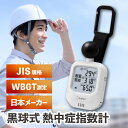 黒球式 熱中症指数計 WBGT 日本メーカー 測定器 熱中症計 温湿度計 時計表示付き アラーム機能 大画面 バックライト カラビナ付 暑さ指数計 温度計 湿度計 屋内 屋外 室内 外 デジタル 学校 オフィス 熱中症対策 ドリテック O-706WT