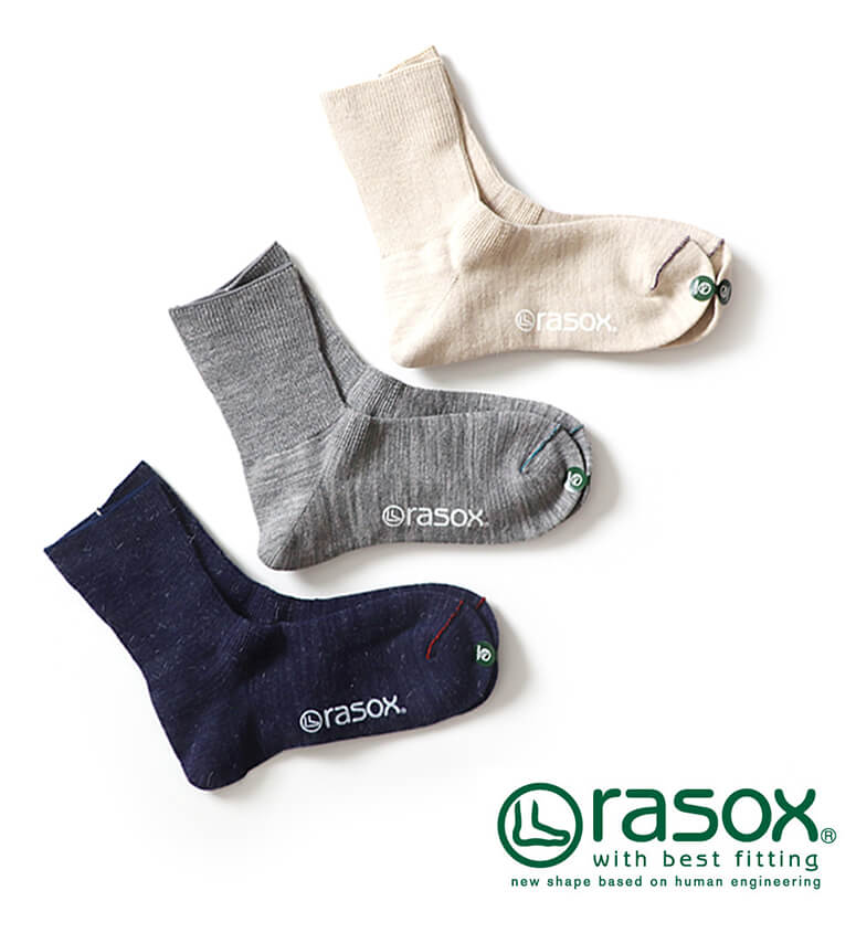 ★期間限定！ポイント15倍対象商品★【送料無料】rasox(ラソックス) 靴下 リブストレッチ・ウール ソックス L字型 メンズ レディース 男性用 女性用 日本製 (re172lc01)