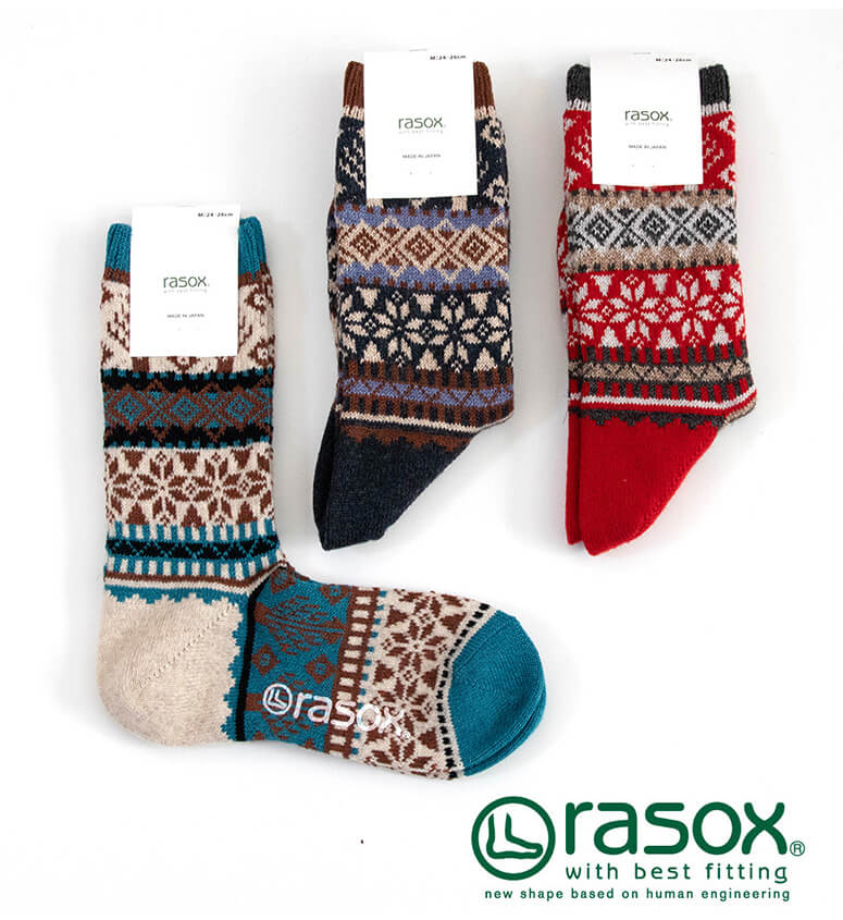 ★期間限定！ポイント15倍対象商品★rasox(ラソックス) 靴下 スノージャガード・クルー ソックス L字型 くつ下 ミドル丈 メンズ レディース 日本製 (ca222cr03)【メール便送料無料/コンビニ・代引不可】