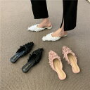 1000円OFFクーポン ローヒール パンプス サンダル レディース 靴 歩きやすい ポインテッドトゥ 美脚 おしゃれ きれいめ ミュール チャンキーヒール 3...