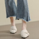 500円OFFクーポン ミュールサンダル レディース ぺたんこ ミュール サボ フラットヒール 歩きやすい 2cm ヒール ローヒール ポインテッドトゥ 太ヒー...