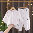 300円OFFクーポン キッズ パジャマ 上下セット ベビー服 部屋着 ボーイズ 寝巻き 前開き カワイイ柄 プリント ガーゼパジャマ 女の子 セットアップ 七...